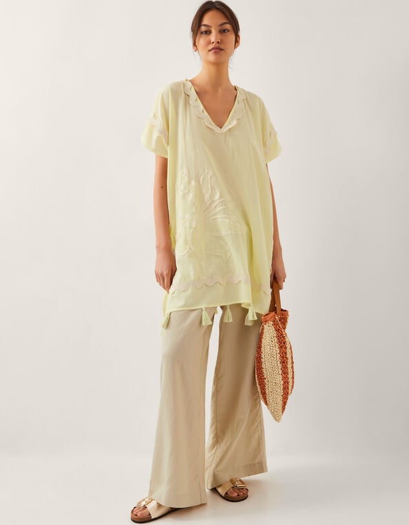 Suzie Tassel Kaftan Cover Up, Yellow (YELLOW), large