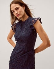 Gina Floral Lace Midi Dress, Blue (NAVY), large