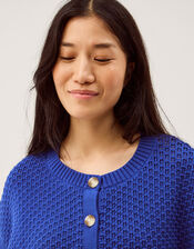 Sienna Short Sleeve Knit Cardigan, Blue (COBALT), large