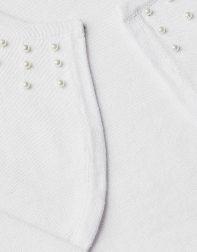 Sammy Pearl Embellished Cardigan, White (WHITE), large