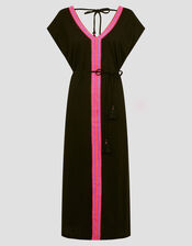 Estela Jersey Embroidered Kaftan, Black (BLACK), large