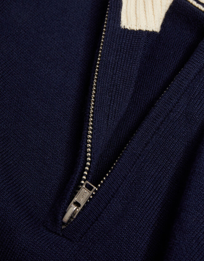 Zip Collar Smart Jumper, Blue (NAVY), large