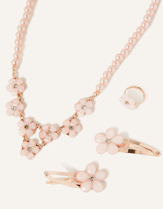 Gem Flower Pearl Jewellery Set, , large