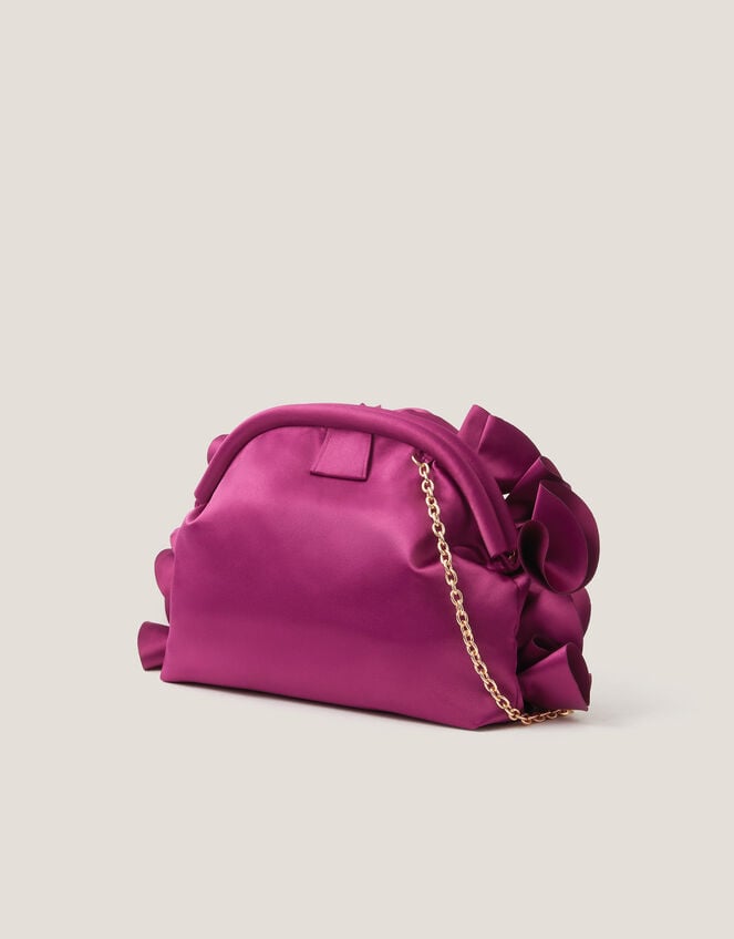 Mindy Corsage Satin Clutch Bag, , large