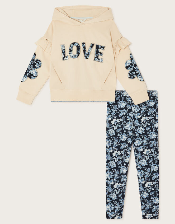 Love Hoodie and Floral Leggings Set, Ivory (IVORY), large