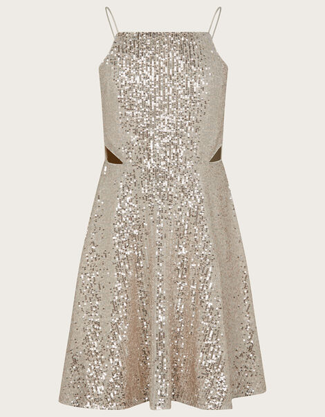 Charlotte Sequin Cut Out Prom Dress, Natural (CHAMPAGNE), large