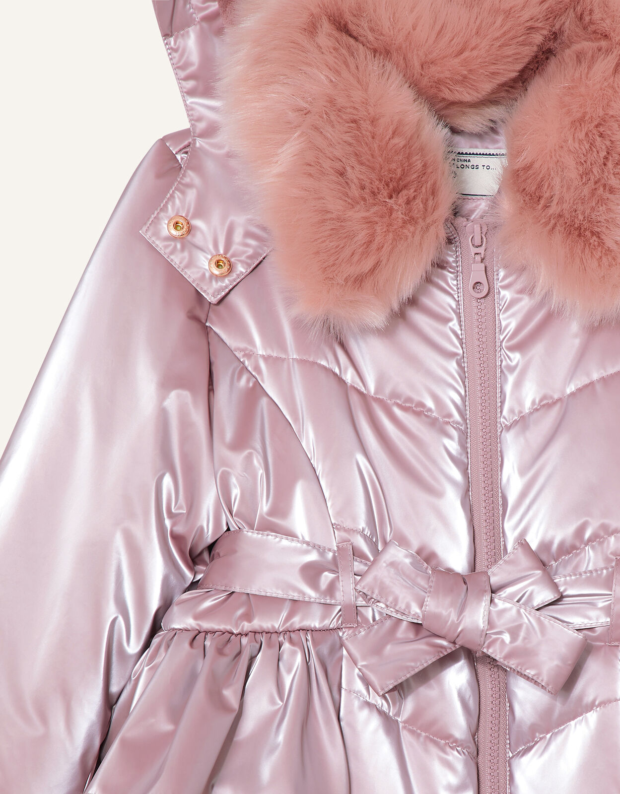 Frill Skirted Coat with Hood Pink