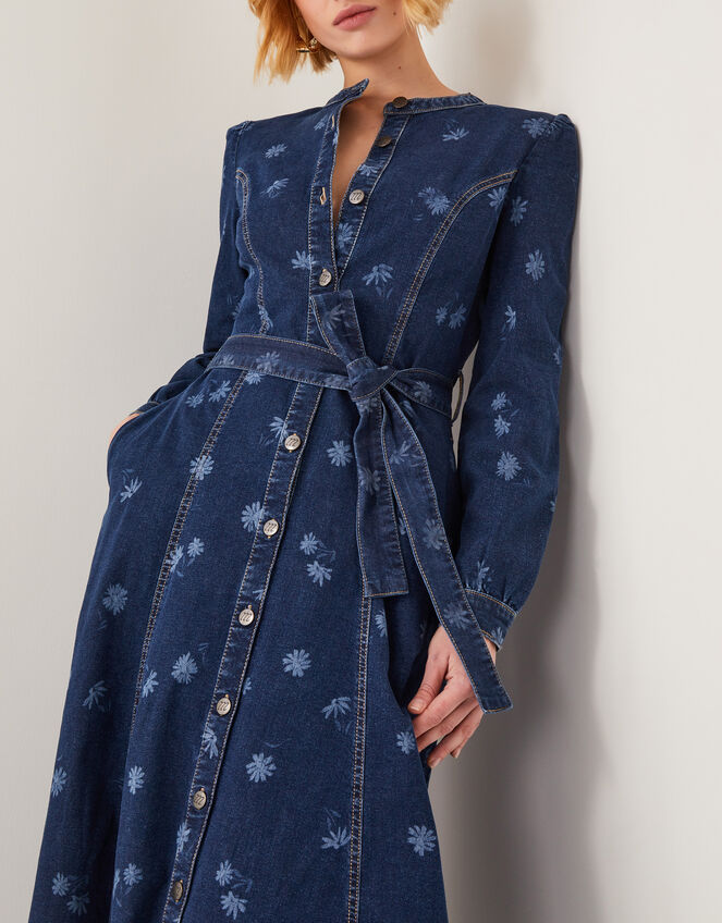 Lulu Daisy Denim Midi Dress, Blue (DENIM BLUE), large