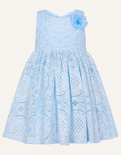 Baby Ottilie Pom-Pom Flower Dress, Blue (BLUE), large