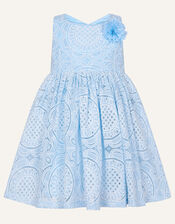 Baby Ottilie Pom-Pom Flower Dress, Blue (BLUE), large