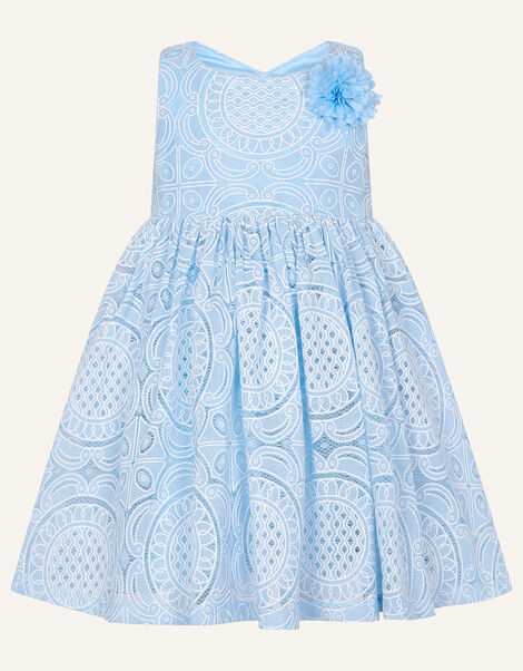 Baby Ottilie Pom-Pom Flower Dress Blue, Blue (BLUE), large
