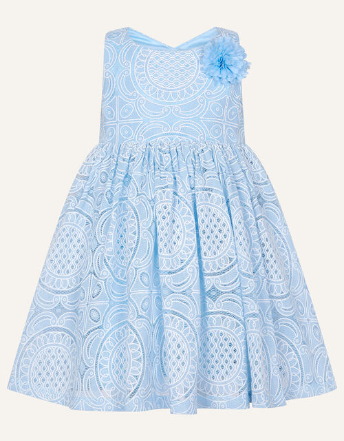 Baby Ottilie Pom-Pom Flower Dress, Blue (BLUE), large