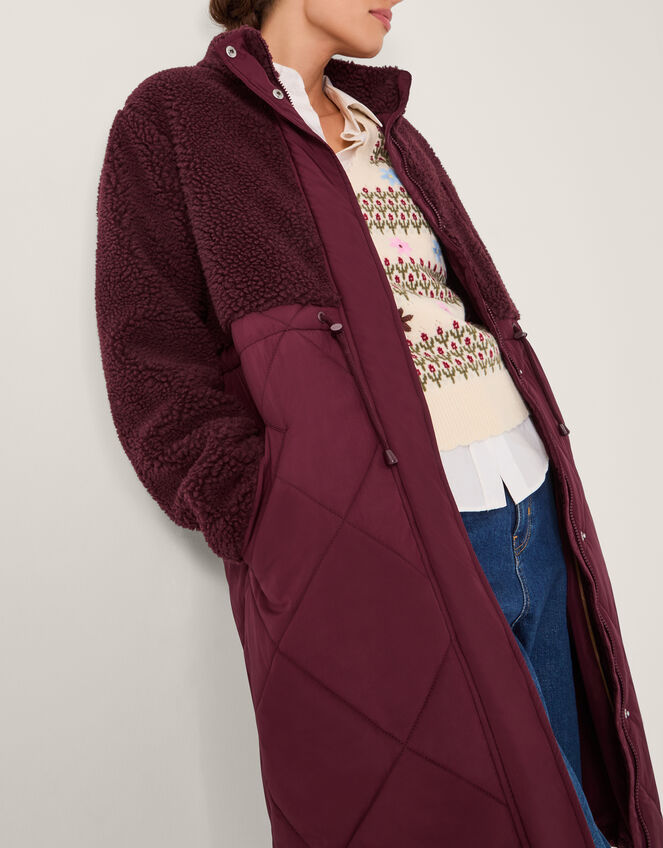 Marlo Borg Quilted Coat, Red (BURGUNDY), large