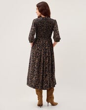 Aurelie Floral Jersey Midi Dress, Black (BLACK), large