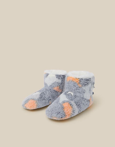 Glow In The Dark Fluffy Dino Boot Slippers, Multi (MULTI), large