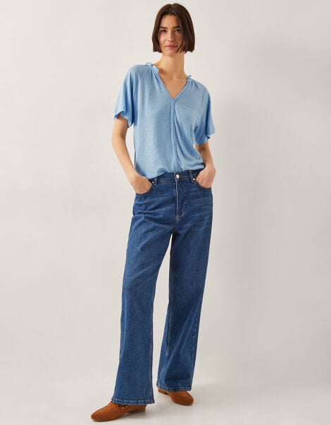 Andy Linen Blend T-Shirt, Blue (BLUE), large