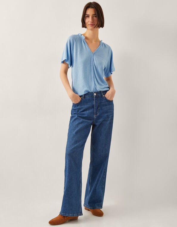 Andy Linen Blend T-Shirt, Blue (BLUE), large