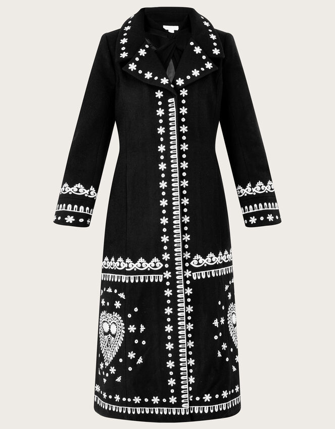 Cassandra Embroidered Coat , Black (BLACK), large
