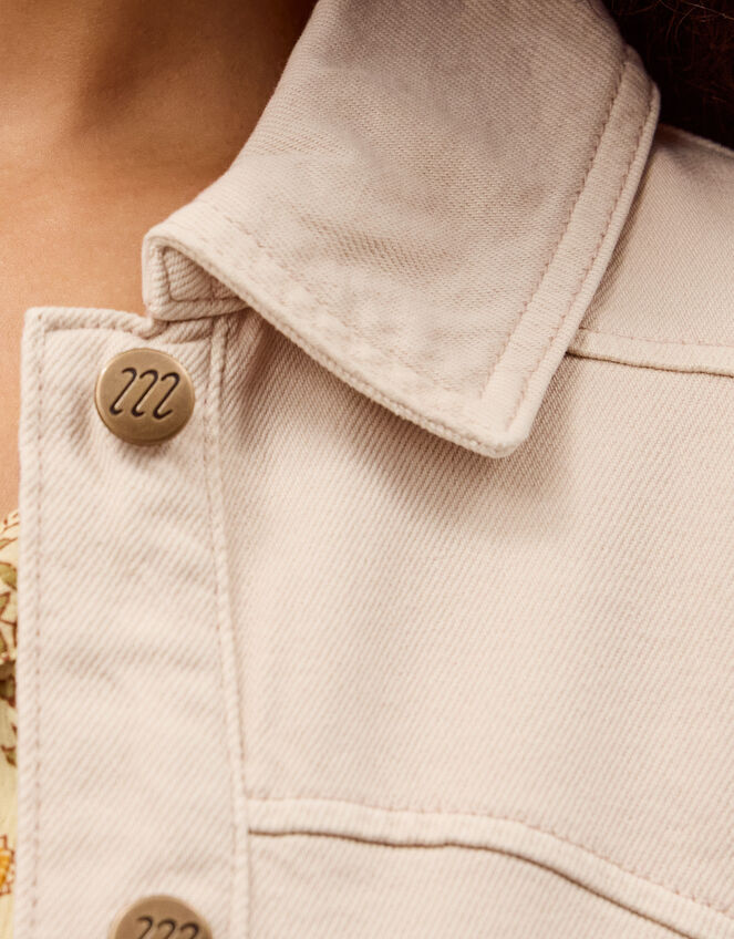 Mabel Longline Denim Jacket, Natural (ECRU), large