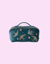 Elizabeth Scarlett Swallow Open Flat Velvet Make Up Bag, , large