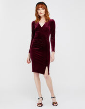 Elle Velvet Dress, Red (BERRY), large
