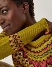 Floy Fair Isle Sweater, Green (OLIVE), large