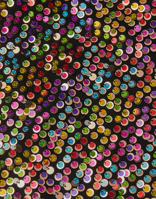 Rainbow Sequin Puff Sleeve Dress, Multi (MULTI), large