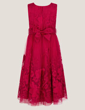 Alicia Embroidered Tulle Party Dress, Red (RED), large
