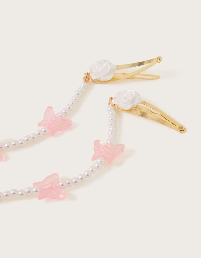 Pearl Tassel Braid Hair Clips Set of Two, , large