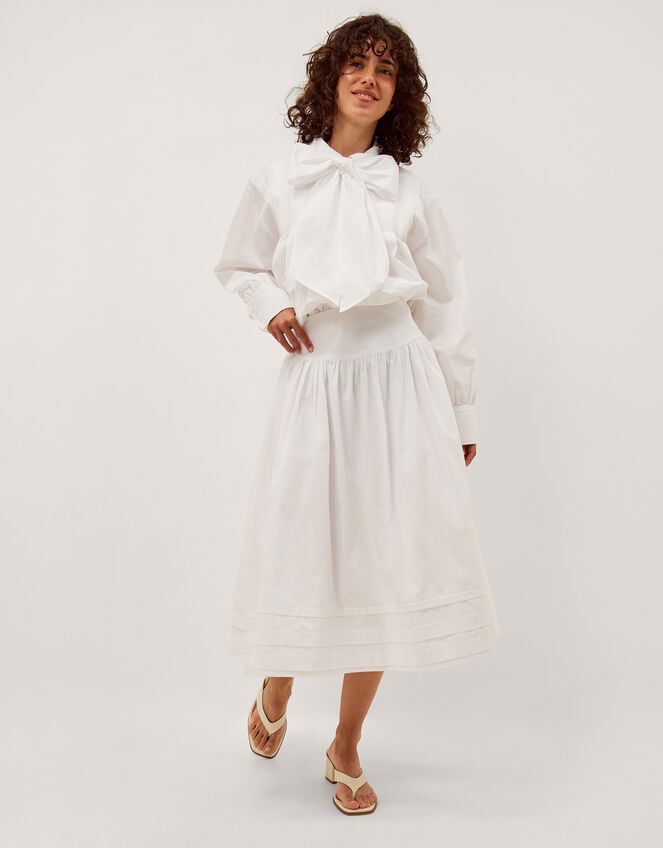 Nicole Detachable Bow Shirt, White (WHITE), large