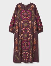 East Preeti Sleeveless Printed Midi Dress, Red (BERRY), large