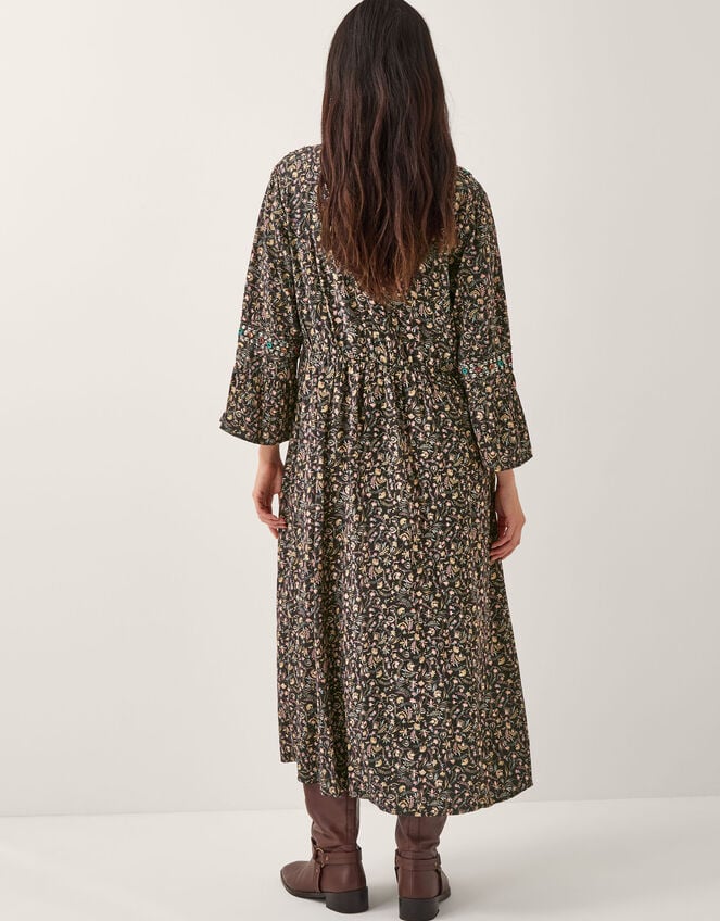 Harriet Floral Embellished Midi Dress, Black (BLACK), large