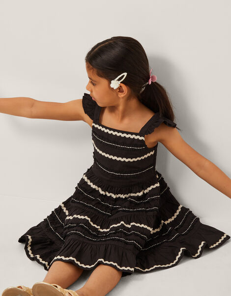 Frilly Ric Rac Sundress, Black (BLACK), large