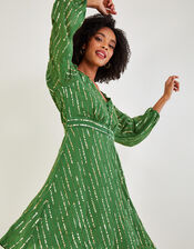 Robin Short Embellished Dress in Recycled Polyester, Green (GREEN), large
