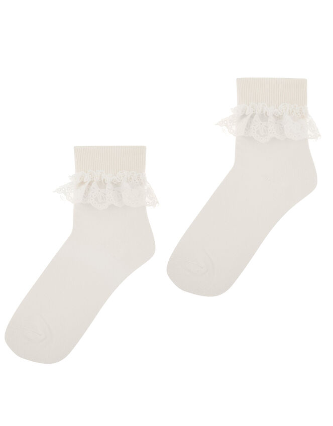 Olivia Bow Lace Sock, Ivory (IVORY), large