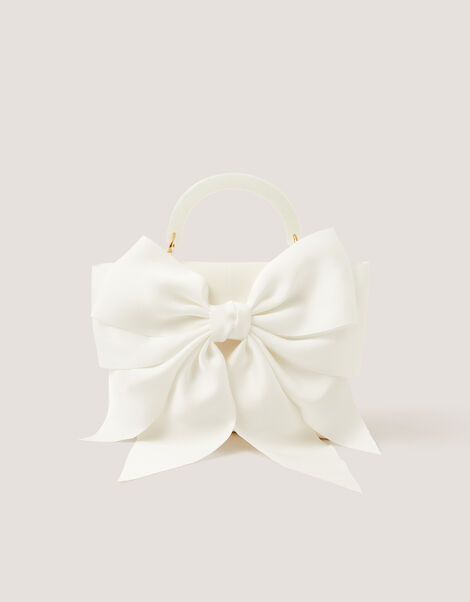 Satin Bow Bag, Ivory (IVORY), large