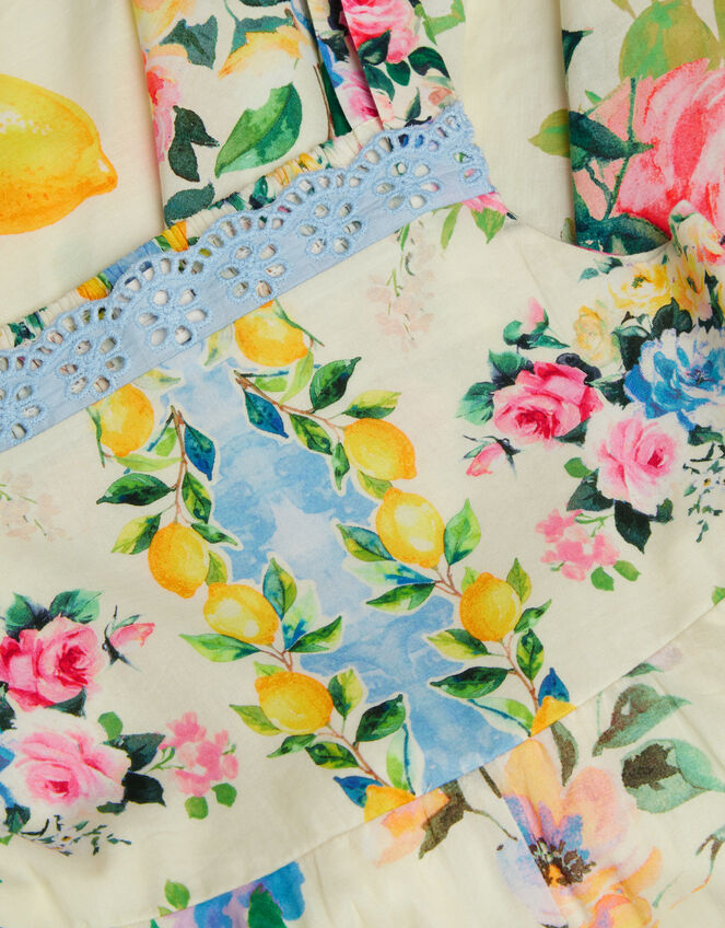 Amalfi Lemon Print Hanky Hem Dress, White (WHITE), large