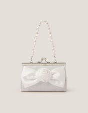 Satin Rose Bow Mini Bag, Ivory (IVORY), large