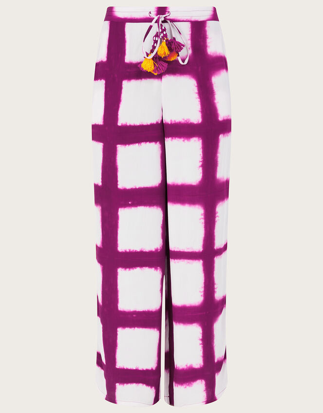 Tassel Waist Tie Dye Pants, Pink (PINK), large