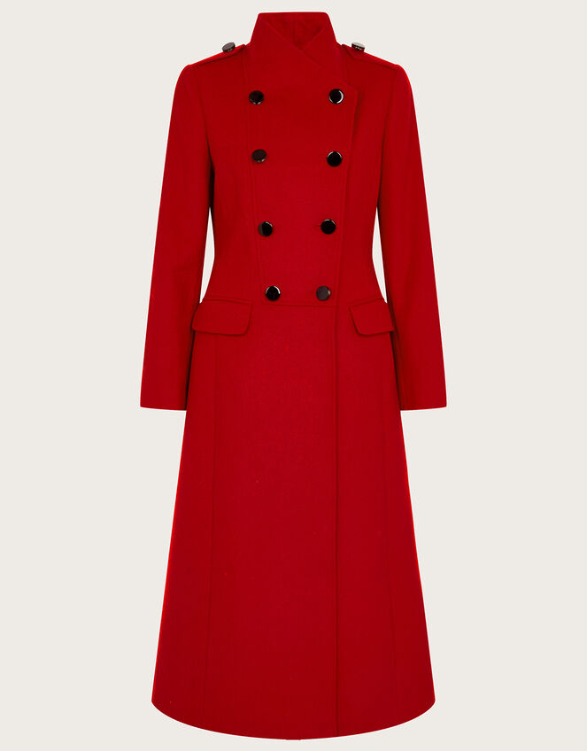 Vanessa Skirted Coat in Wool Blend, Red (RED), large