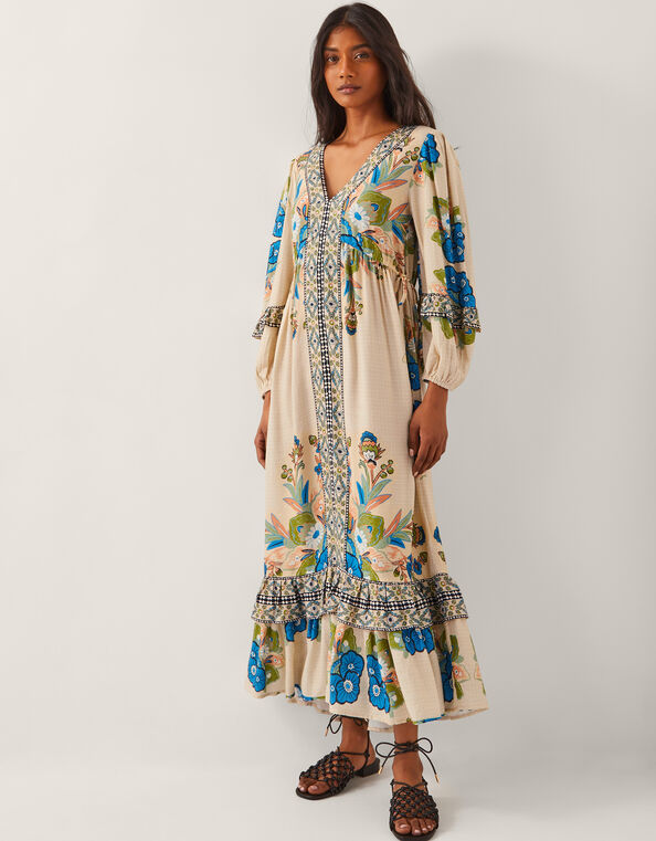 Kara Floral Maxi Dress, Ivory (IVORY), large
