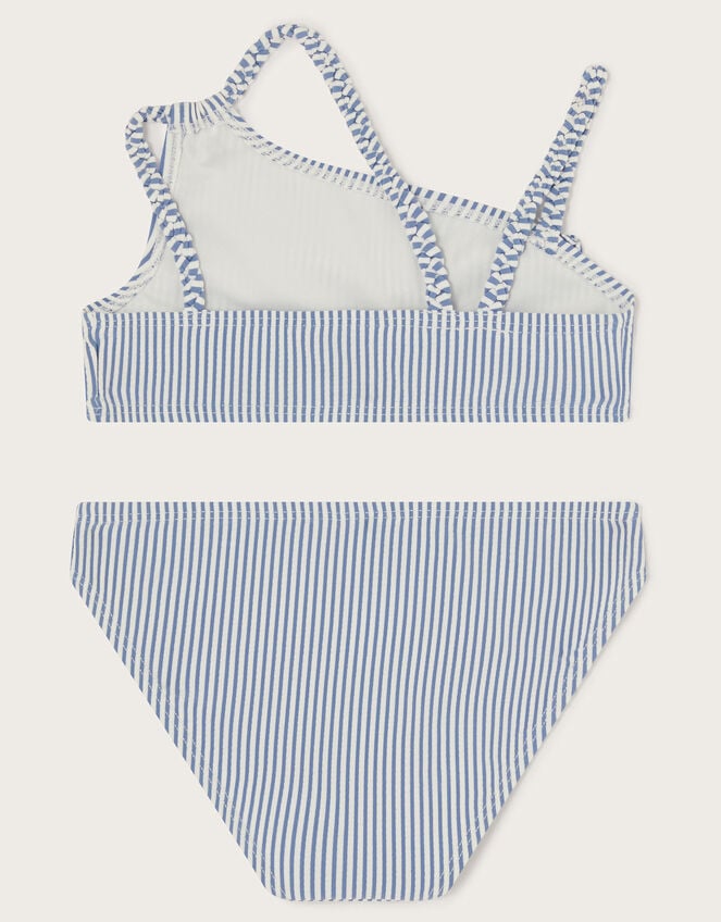 Stripe Asymmetrical Bikini Set, Blue (BLUE), large