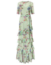 Atelier Aesha Floral Tiered Maxi Dress, Green (GREEN), large