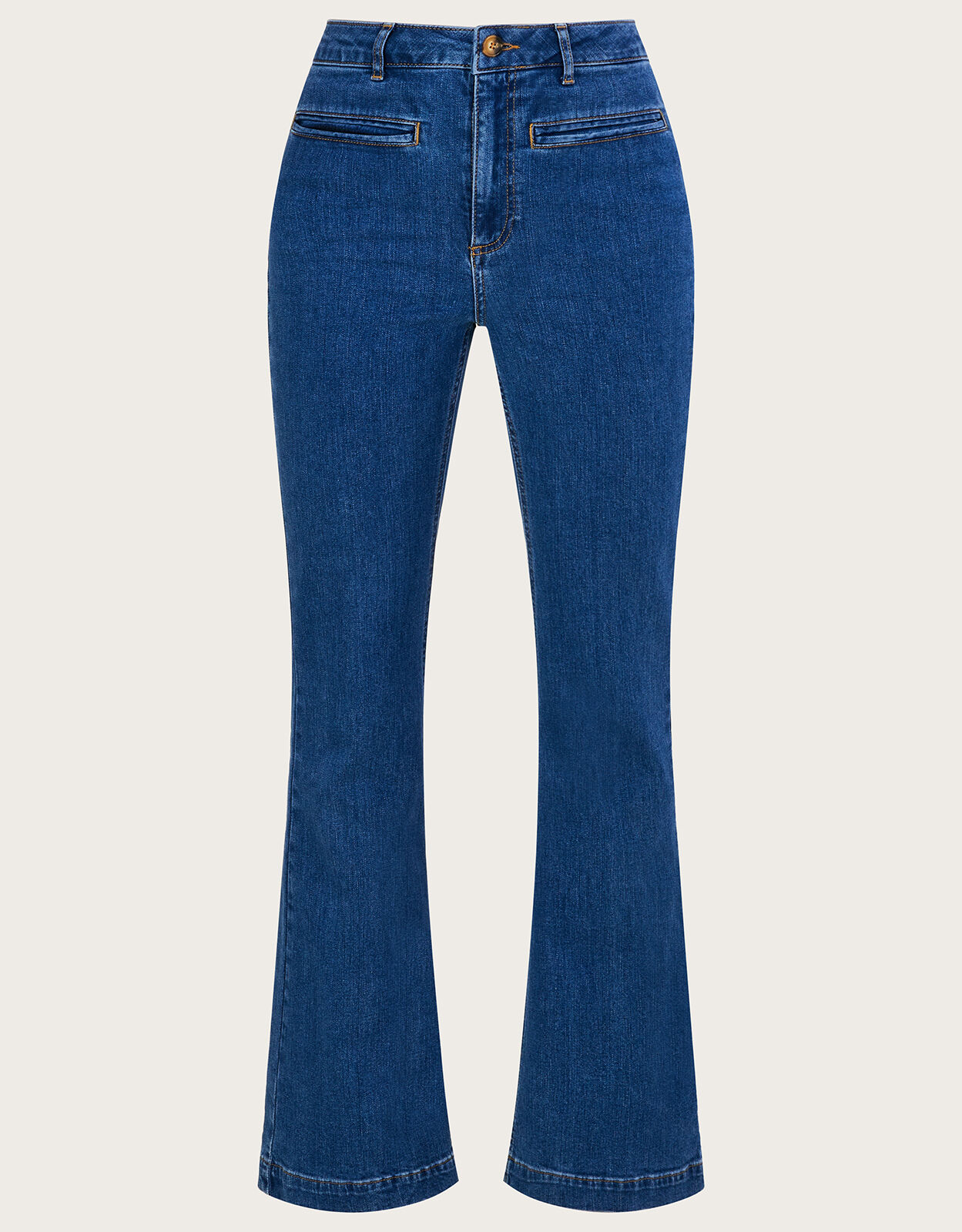 Flared Denim Jeans with Sustainable Cotton Blue Trousers Leggings Monsoon Global