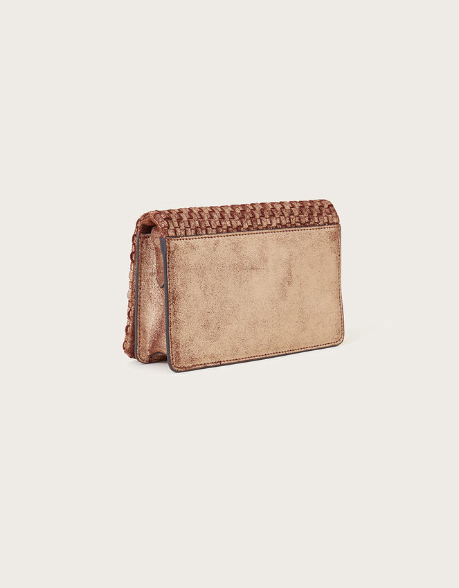 Leather Woven Cross-Body Bag, , large