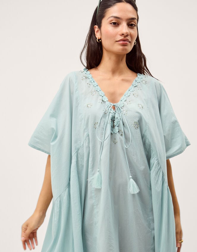 Astrid Tassel Embellished Mini Kaftan, Blue (AQUA), large