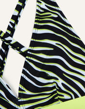 Zebra Print Triangle Bikini in Recycled Polyester, Black (BLACK), large