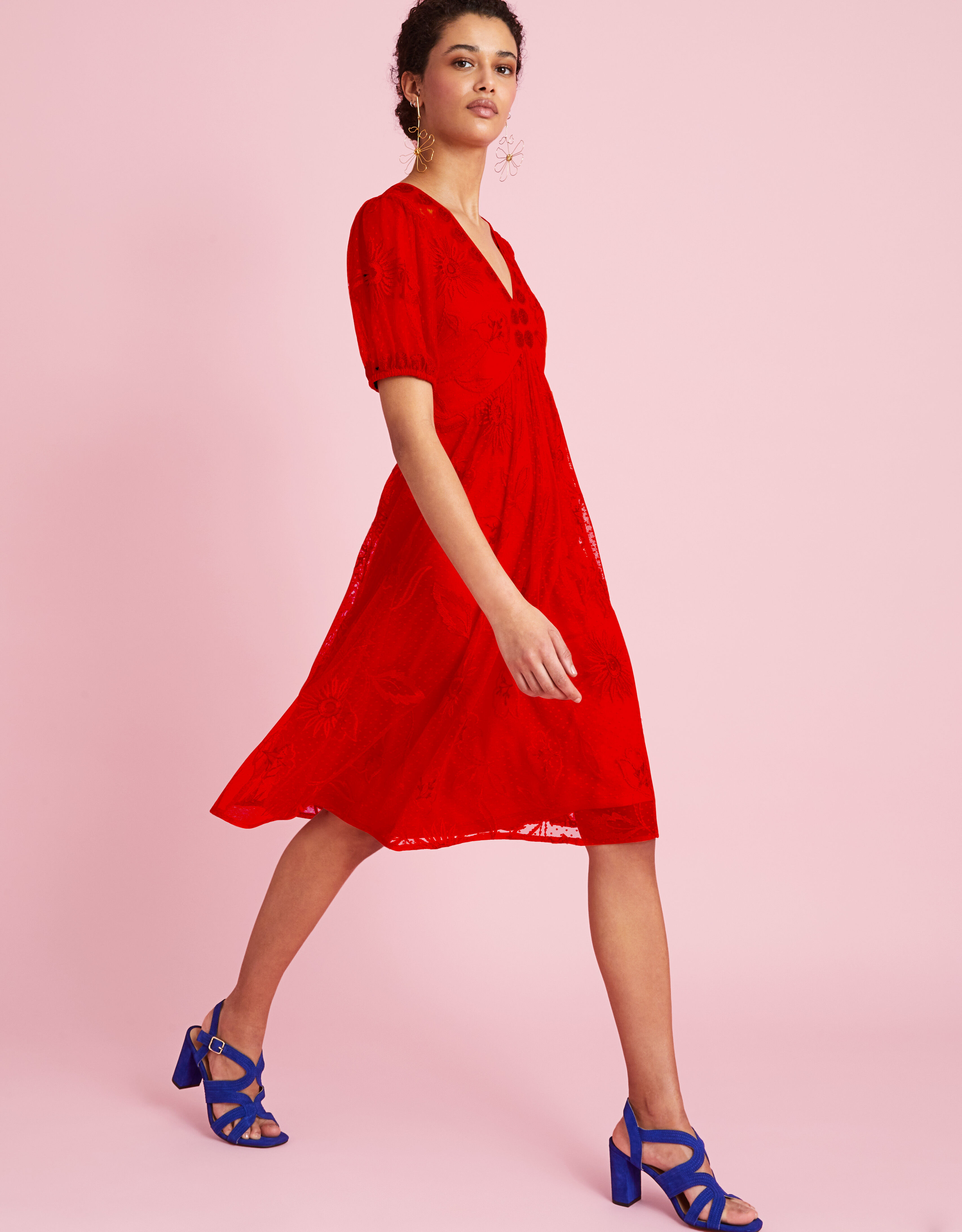 Nora Embroidered Short Dress Orange