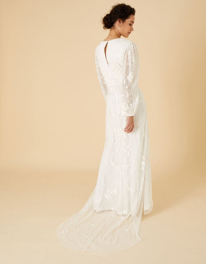 Jennifer Long Sleeve Bridal Maxi Dress, Ivory (IVORY), large