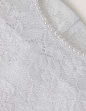 Alberta Rose Lace Pearl Dress, White (WHITE), large